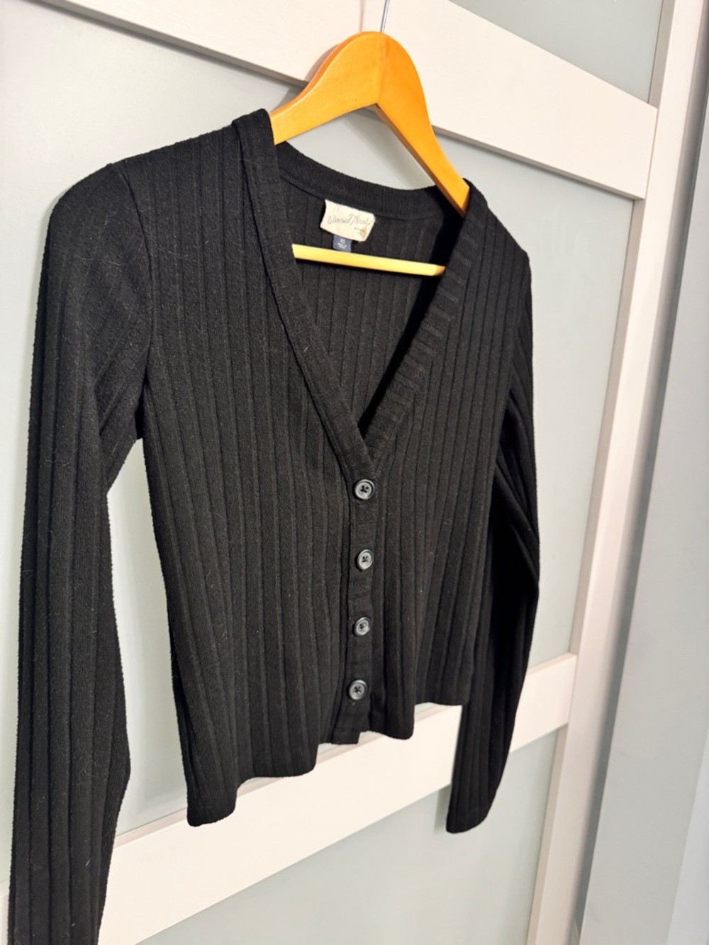 Universal Thread Ribbed V-Neck Cardigan - Black - Picture 2 of 5